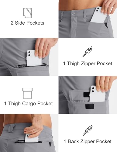 MAGCOMSEN Hiking Shorts for Men Cargo Casual Quick Dry Shorts Outdoor Golf Shorts Lightweight Work Shorts Light Grey,38 - Image 5