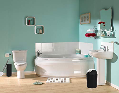 YCOCO Bathroom Accessories Set,6 Pcs Plastic Gift Set Toothbrush Holder,Mouthwash Cup,Soap Dispenser,Soap Dish,Toilet Brush,Trash Can,Black