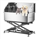 ドッグバス 業務用 電動リフト ステンレス製 ペット犬用入浴ステーション 犬 お風呂 大型 ペットバス 犬用 猫用 浴槽 ペット 小型犬 中型犬 バスタブ 大容量 シャワープール 蛇口付き シャワーの圧力調整可能 ペットショップ用 Bタイプ - 貯水セクション