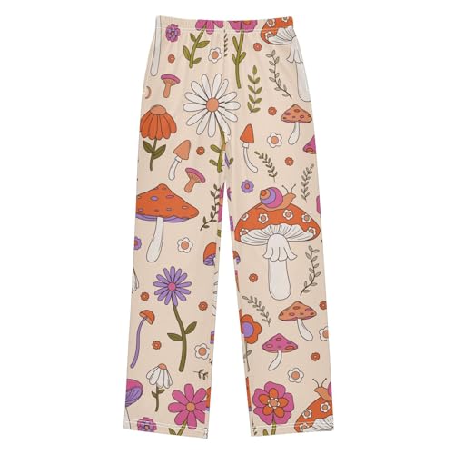 Groovy Mushroom Boys Pants Boys Athletic Pants Long Pant for Boywith Pockets Wide-Leg Size 6-14Y