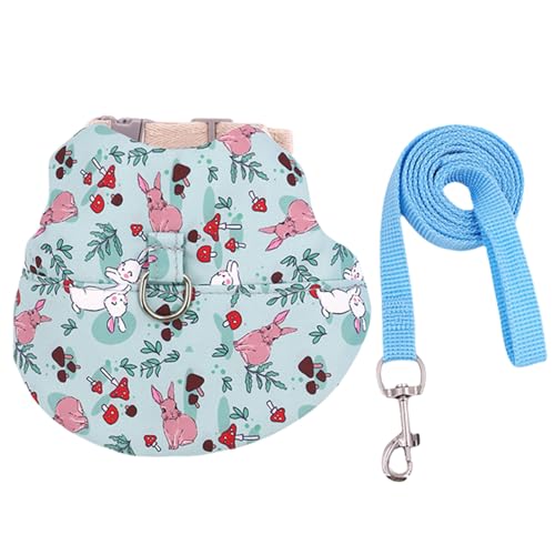HUANGANG Rabbits Harness with Leash for Small Pet Traction Vest Leash Set for GuineaPigs Pet Adjustable Walking Harness