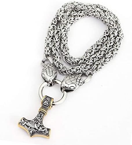 Amazon Co Jp Amoz Thorのハンマー ペンダント Vi Kin Gメンズネックレス 手作りスネークヒヒキングチェーン ノルディック神話awolf Heada Amlet ジュエリー アップグレード B 55cm ジュエリー
