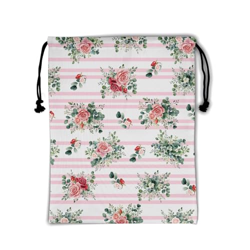Image of Striped Rose Flower Grip Bag for Gymnasts Adjustable Gymnastics Athlete Bag Women Gym Grip