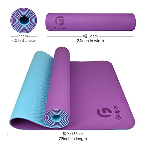 Image of Gruper Yoga Mat Non Slip, Eco Friendly Fitness Exercise Mat with Carrying Strap,Pro Yoga Mats for Women,Workout Mats for Home, Pilates and Floor Exercises