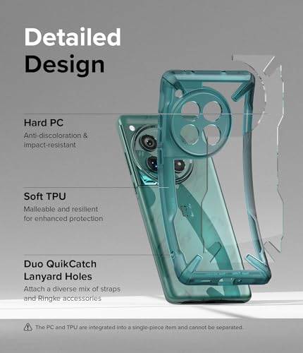 Image of Ringke Fusion-X Compatible with OnePlus 12 5G Case Cover Transparent Hard Back Soft Flexible TPU Bumper Scratch Resistant Shockproof Protection OnePlus 12 Back Cover - Turquoise Green