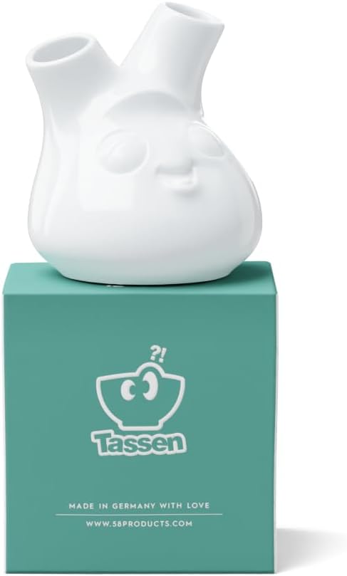FIFTYEIGHT PRODUCTS Porcelain Small Flower Vase, Cheeky Face, 3.9 inches, White (Single Vase)