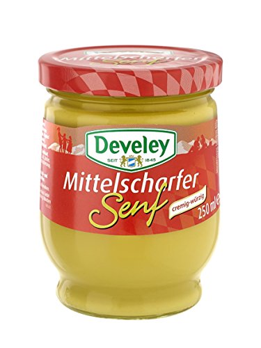 DEVELEY Mostaza mediana en vaso de marca, 12 unidades (12 x 268 g)