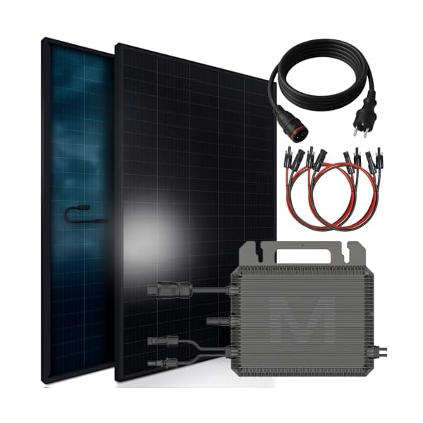 SUNNIVA 920W Balkonkraftwerk BIFAZIAL FULLBLACK komplett Steckdose MARSTEK 800 Watt Wechselrichter, PV Solaranlage Komplettset, 2x460W N-Type Glas-Glas Bifacial Solarmodule, 5m Kabel, 4x1m Solarkabel