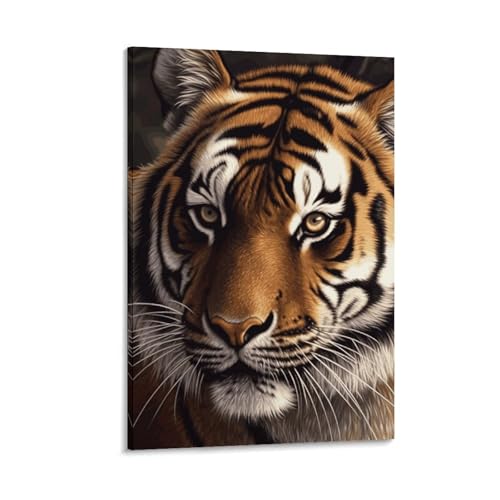 Toile murale tigre du Bengale avec cadre 60x90 cm décor salon