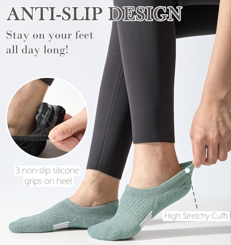 Bevigorio No Show Socks - Womens Athletic Non Slip Cushioned Low Cut Socks - Invisible Footies - 6 Pairs3