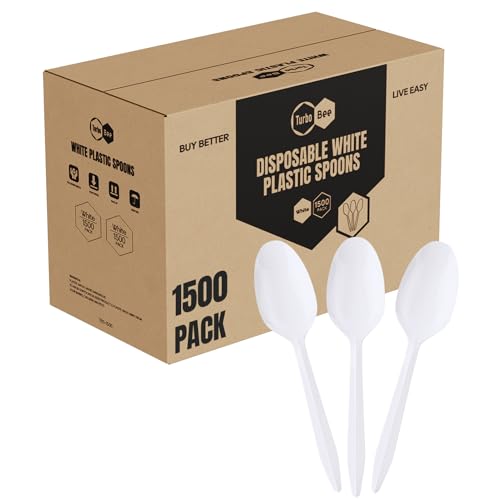 1500 Pack Disposable Plastic Teaspoons Bulk White Plastic Dessert Spoons for Ice Cream Cake Yogurt Catering Restaurant Party Buffet Disposable Silverware