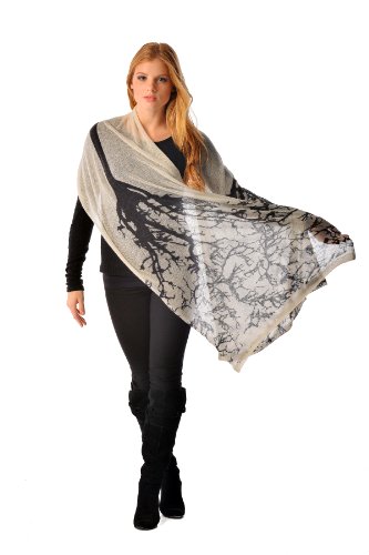 Cashmere Boutique 100% Pure Cashmere Shawl Women - Knitted, Soft, Luxury Lightweight, Tree Print Shawl - 22