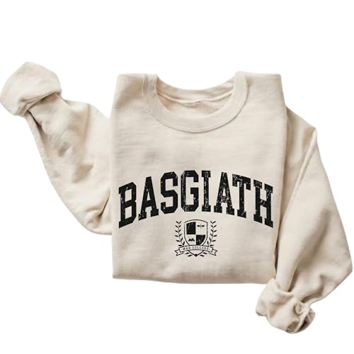 FITIN Unisex Basgiath War College Vintage Crewneck Sweatshirt Oversized Collegiate Graphic Pullover Sand