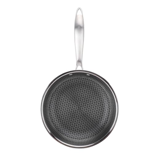 Padella in acciaio inox, con fondo piatto a nido d'ape, design – Padella veloce e anche per riscaldamento alimentare, lavabile in lavastoviglie, ideale per piani cottura a induzione e gas (20 cm)