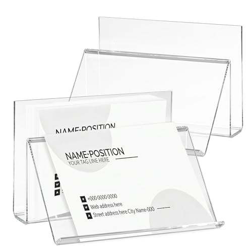 VELATYVIO 2 Pcs Clear index card stand 4 x 6 Acrylic postcard display holder Desk card organizer Business card holders for Home Office School Desktop Card Storage (No Card)