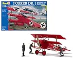 Revell - Maqueta Fokker DR. I Manfred Von Richthof...: Motor estrella detallado Hélice móvil Detallada cabina del piloto con palanca de mando, asiento y pedales de mando Alas estructuradas Dos ametralladoras Spandau