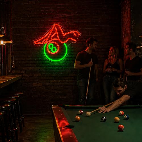 Image of Billiards Lady Neon Sign, JGHTURIE Back Led Neon Signs for Wall Decor - Red Light Up Sign Preppy Girls Bar Pool Table Accessories Game Room Birthday Party Decor Gift USB Powered