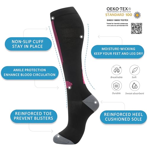Image of fenglaoda Compression Socks for Women Men 3 Pairs Graduated Compression Support Circulation Socks for Nurses