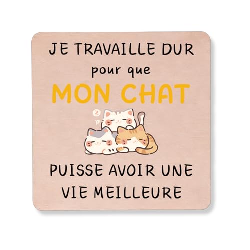 fuakUip Cadeau Femme Chat,Cadeau pour Fan De Chat,Idee Cadeaux Femme Theme Chats,Cadeaux Chats pour Maman Mamie Soeur Nounou Maitresse Humour,Dessous De Verre...