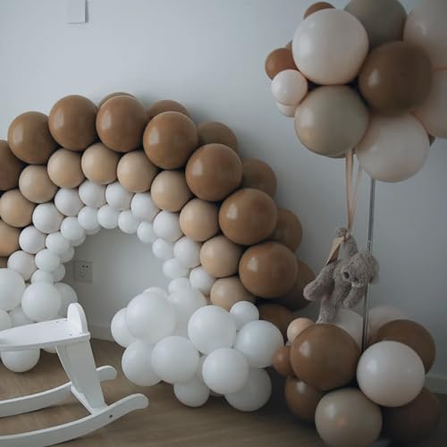 Image of Voircoloria 130pcs Brown Balloons Different Sizes 18 inch 12 inch 10 inch 5 inch Dark Brown Party Latex Balloons for Birthday Baby Shower Gender Reveal Graduation Wedding Anniversary Party Decorations