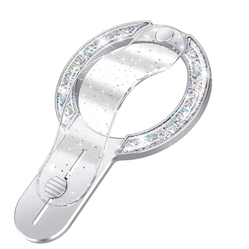 Image of GripMate for MagSafe Phone Grip for iPhone - Glitter Magnetic Phone Ring Holder for Women Girs - Comfortable Stylish Finger Phone Loop Grip for iPhone 17 /16 /15 /14 /13 /12,Glitter Silver
