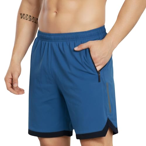 Image of GYMIFIC Mens Sports Shorts | Quick Dry Gym Running Shorts with Zipper Pockets | Lightweight Stretch Workout Athletic Shorts Pant for Men