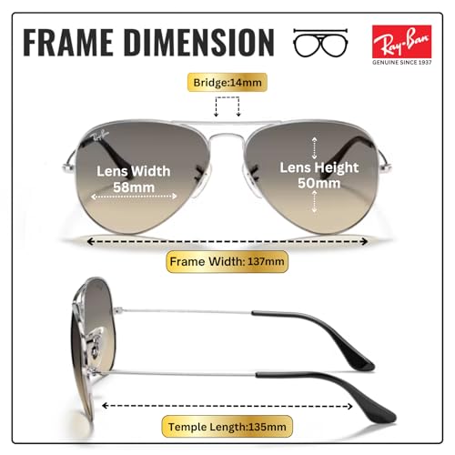 Image of Ray-Ban RB3025 AVIATOR GRADIENT Pilot Shaped Sunglasses for Men & Women with Official RAYBAN Eyewear Kit