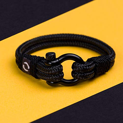 Mens Rope Bracelet - Stainless Steel Black Shackle2