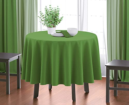 Image of HOME COLORS.IN Plain Solid Cotton 4 Seater Round Table Cover - Durable - Machine Washable - Every Day use Dining Table Cloth - 60 x 60 Inch - Sage Green