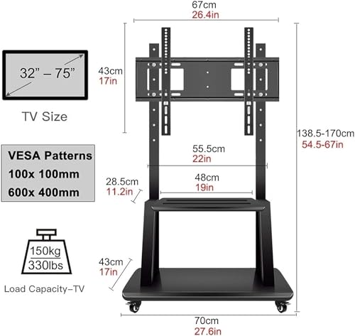 Soporte Móvil para TV con Ruedas y Estante de Almacenaje miniatura 2