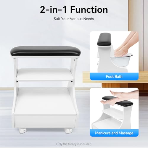Carrito para pedicure con ruedas y cajón, negro miniatura 5