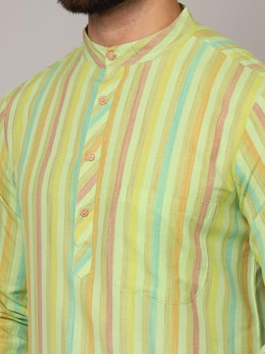 Image of LATEST CHIKAN Men's Cotton Regular Premium Long Kurta Full Sleeves - Casual Ethnic Wear