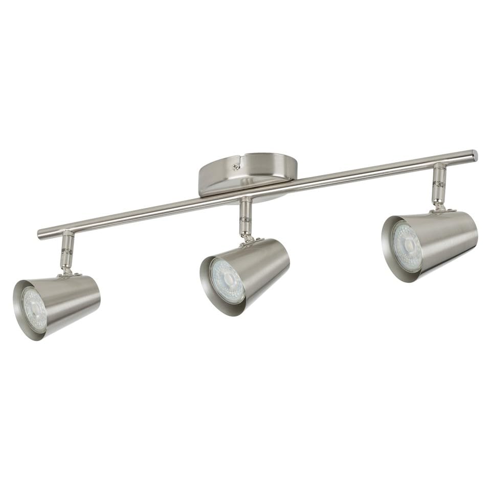 URBNLIVING TRAVALE 3 Arm LED Ceiling Light Fixture, Modern Satin Nickel Bar Light with GU10 Bulbs – Contemporary Lighting.
