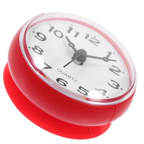 LIFKOME 防水吸盤浴室時計 小型軽量設計 静音壁掛け時計 キッチン寝室オフィス対応 簡単取付 湿気耐性で変形防止 おしゃれな赤色装飾
