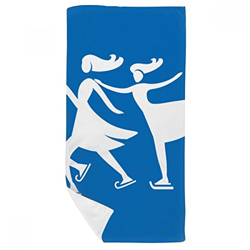 Serviette ski bleu silhouette 35x70cm en tissu doux et multicolore - 2