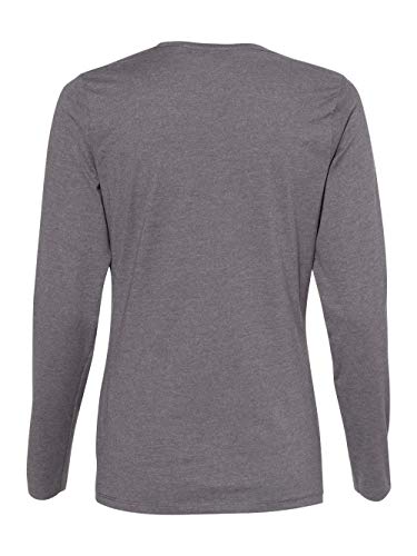 Hanes Womens Long Sleeve Scoopneck T-Shirt (S04LS) -Charcoal H -M