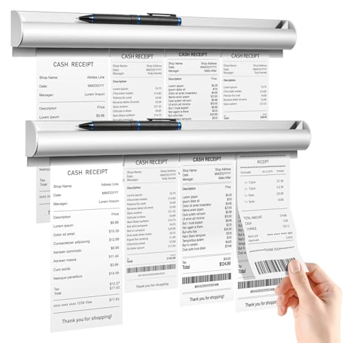 Image of 2 Pack Ticket Holders Receipt Holder for Restaurant, No Drill Restaurant Order Ticket Holders for Kitchen Office Walls Refrigerator Home Pubs Bars Cafes(12 Inch)-Sliiver