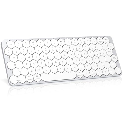 Image of GEEZER Wireless Bluetooth Keyboard - Hexagon Keycap Portable Ultra-Slim Rechargeable Compact Keyboards Compatible with Mac, iPhone, iPad(White)