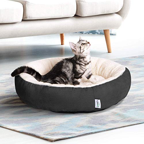 Loves-cabin-Round-Donut-Cat-and-Dog-Cushion-Bed-20in-Pet-Bed-for-Cats-or-Small-Dogs-Anti-Slip-Water-Resistant-Bottom-Super-Soft-Durable-Fabric-Pet-beds-Washable-Luxury-Cat-Dog-Bed-Dark-Grey