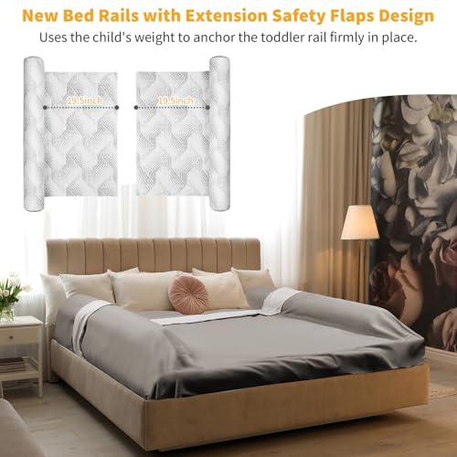 Image of USHMA Travel Bed Rails for Toddlers | Inflatable Bed Rails with Safety Flaps | Portable Blow Up Bed Rail for Full, Queen, King Size Beds, Lightweight & Washable Cover, [2-Pack]