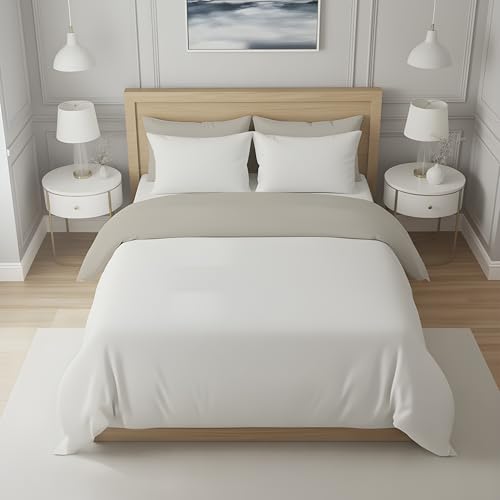 Funda para edredón Soleil d'ocre de algodón puro premium lino blanco 240x220 3
