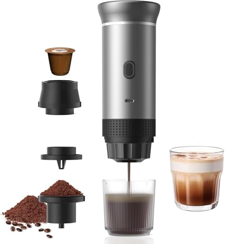 Jenmayt Machine à Café Espresso Portable 15 Bars – Cafetière Électrique Sans Fil avec USB Rechargeable, Compatible Capsules Nespresso/Café Moulu pour...