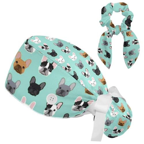 imagen de Gorras quirúrgicas de animales para perros, gorra de trabajo ajustable, gorro de enfermera con lazo, Color 27, Talla única