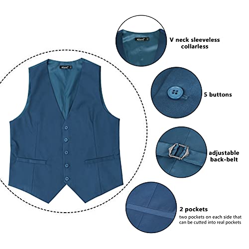 Image of Alizeal Mens Classic Solid Color Business Suit Vest Regular Fit Tuxedo Waistcoat for Wedding
