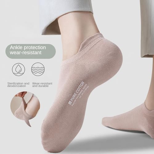 Image of Ankle Socks for Women Pure Cotton No Show Socks Womens with Heel Tab Color Low Cut Soft 5 Pairs 4-8