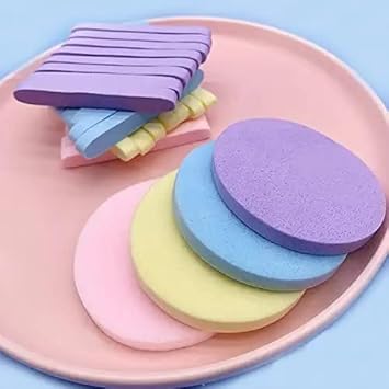 Facial Cleaning Wash Puff Sponge 12 Sticks Face Cleansing Pad Soft, Multicolor,Pack of 1