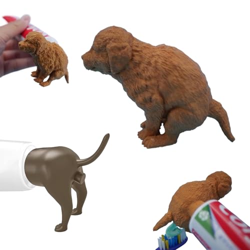 2 Pcs Poop Toothpaste Dispenser Hilarious Golden Retriever Puppy Poop Toothpaste Dispense Dog Butt Toothpastes Topper Suitable for Dog Lovers