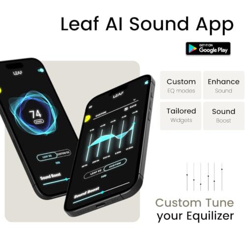 Image of Leaf Pods X1 Wireless Earbuds with 45dB Hybrid ANC, 50H Playtime, 13mm Drivers, Bluetooth 5.3, Wireless Charging, Dual Pairing, AI Sound App, Fast Charging, IPX5, ENC Mic, Carbon Black