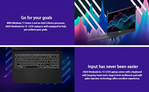 Image of ASUS Vivobook Go 15 L510 Laptop, 15.6 inch FHD, Intel Celeron N4020 Processor, 4GB DDR4 RAM 128GB Storage, 1-Year Microsoft 365, Thin & Light, Win 11 Home S, W /Wireless Mouse
