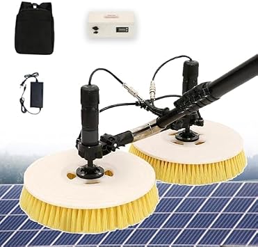 Automatic Solar Panel Cleaning Robot with Dual Brushes & Extension Rod, Water-Efficient Design for Photovoltaic Panels and Windows Maintenance,3.5M